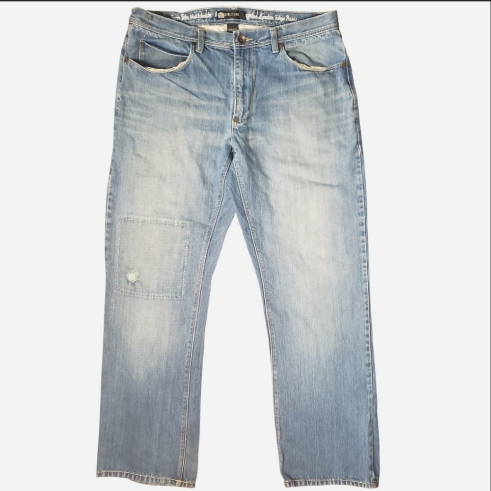 **sold 3-14-26**Y2K Sean John Relaxed Fit Distressed Light Wash Patchwork Jeans